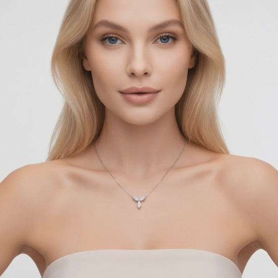 0.65 Ct Marquise Cut Diamond Chain Necklace VS1 D-F White Gold 14k