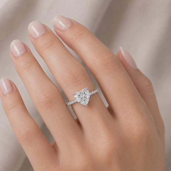 VS1 D Lab Grown Diamond Side Stone Heart Ring