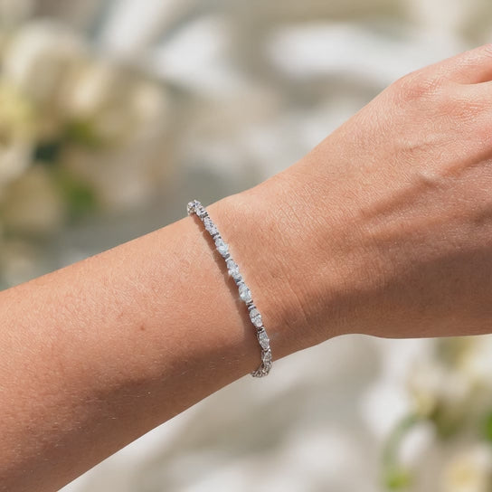 3.09 Carat Marquise Cut Diamond Tennis Bracelet VS1 D F White Gold 14k — product video