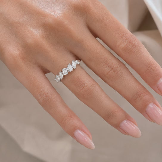 1.10 CT Lab-Grown Diamond Stackable Fashion Ring in 14K White Gold (D–F / VS1–VS2)
