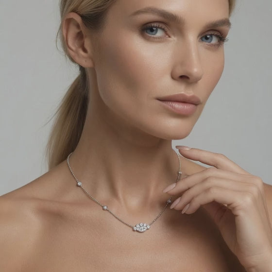 0.6 Ct Marquise Round Cut Diamond Pendant Necklace VS1 D-F White Gold 14k