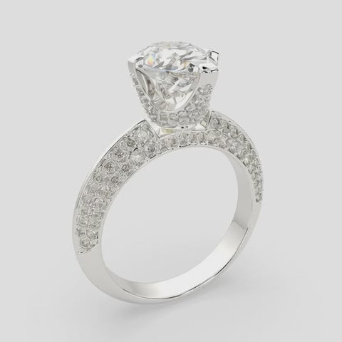Daria 4.75 Carat Pear Cut Pave 6 Prong Engagement Ring