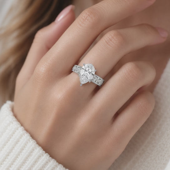 VS1 D Lab Grown Diamond Solitaire Pear Ring