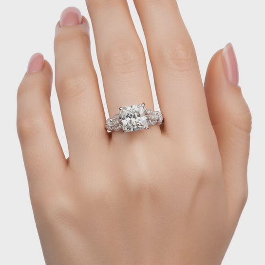 Nadia 2.15 Carat Princess Cut Pave Milgrain Engagement Ring