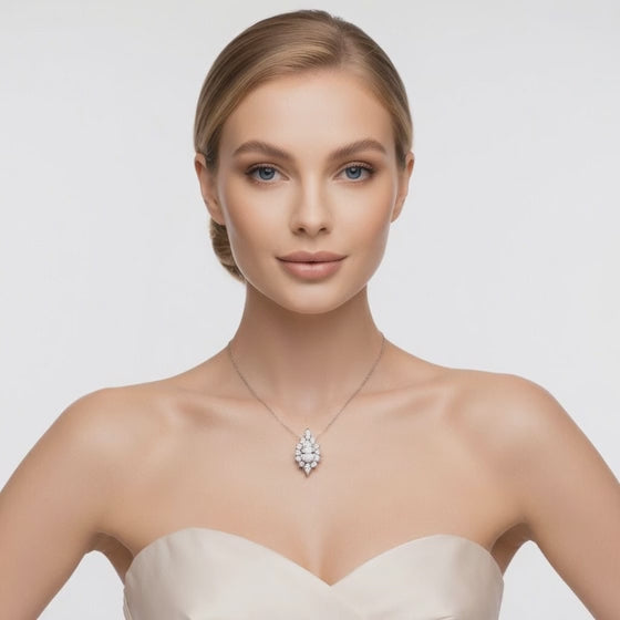 6.8 Ct Pear Round Cut Diamond Pendant Necklace VS1 D-F White Gold 14k