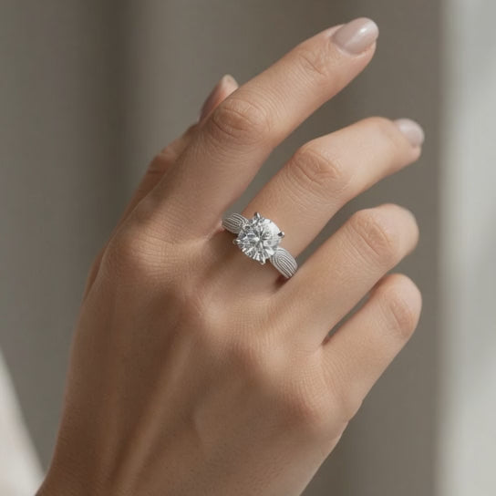 Valentina 1 Carat Cushion Cut Solitaire Tapered Milgrain Engagement Ring