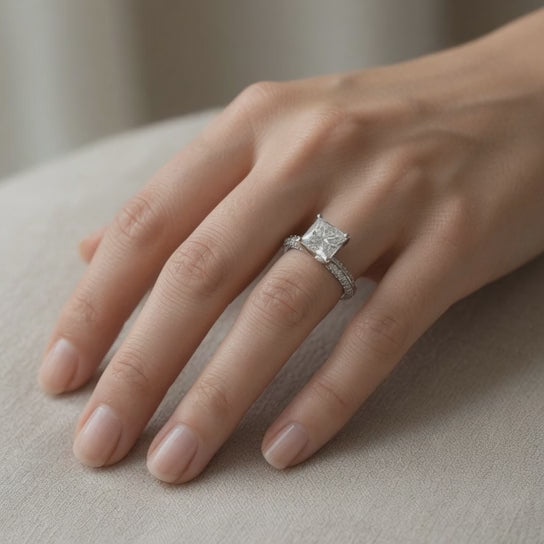 Daria 2.75 Carat Princess Cut Pave 6 Prong Engagement Ring