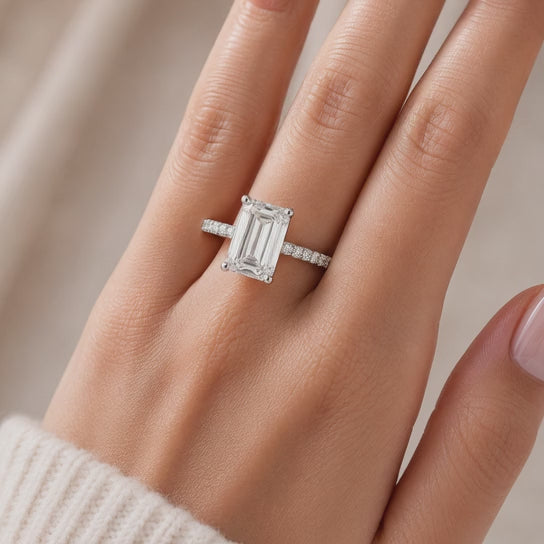 Karina  Emerald Cut Pave 6 Prong Engagement Ring