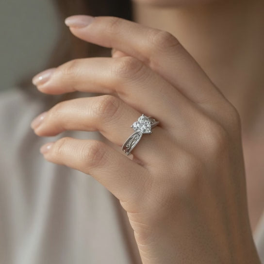 3 Carat VS1 D Lab Grown Diamond Solitaire Heart Ring