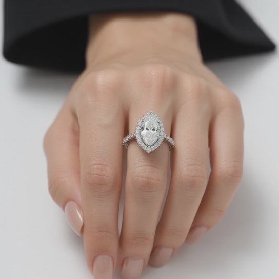 Bianca 1.5 Carat Marquise Cut Halo Pave Engagement Ring