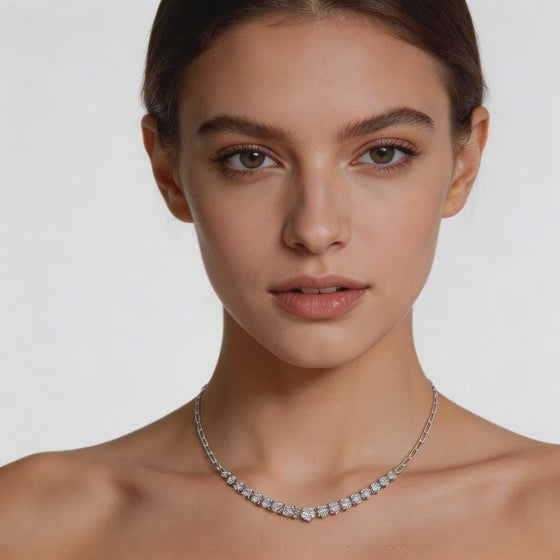 2.25 Ct Round Cut Diamond Chain Necklace VS1 D-F White Gold 14k