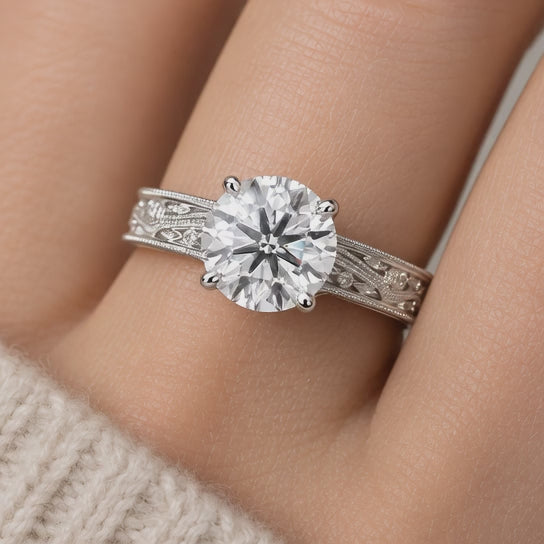 VS1 D Lab Grown Diamond Solitaire Round Ring