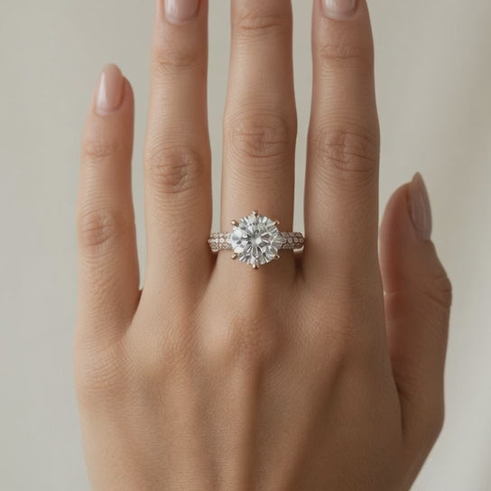 Daria 2.75 Carat Round Cut Pave 6 Prong Engagement Ring
