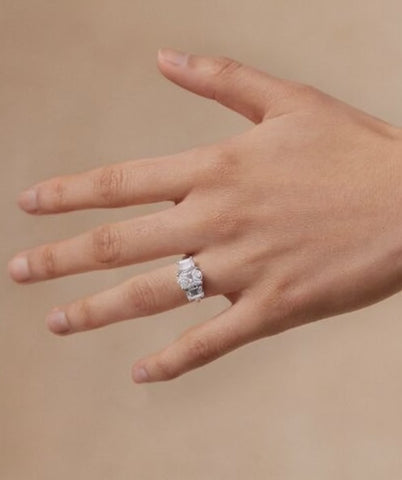 Hana 3.2 Carat Princess Cut 3 Stone Engagement Ring