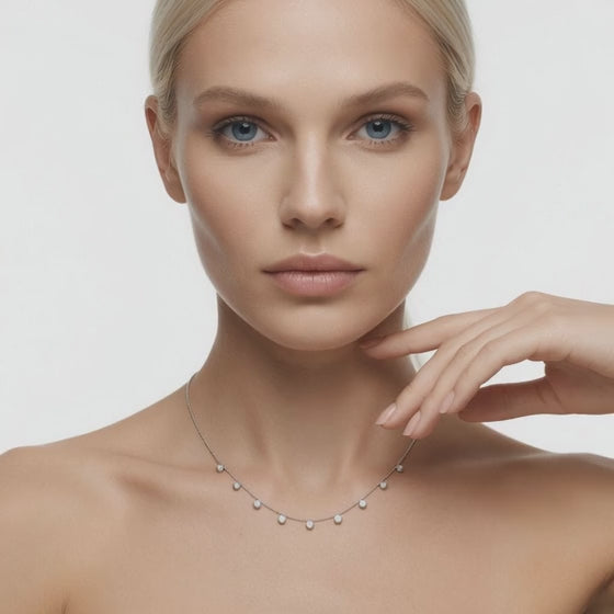 0.9 Ct Round Cut Diamond Chain Necklace VS1 D-F White Gold 14k