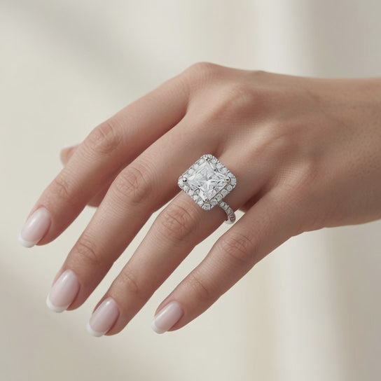 Paloma  Princess Cut Pave Halo Engagement Ring