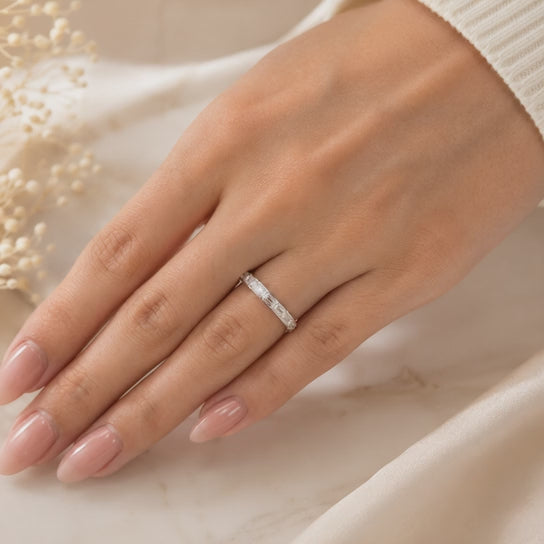 1.20 CT Lab-Grown Diamond Half Eternity Ring in 14K White Gold (D–F / VS1–VS2)