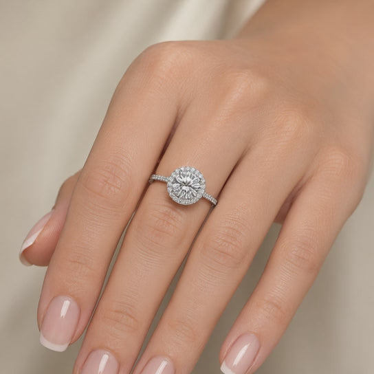 Bianca 2.5 Carat Round Cut Halo Pave Engagement Ring