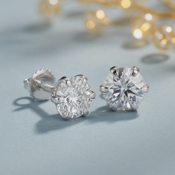 3.5 Ct Round Cut Victorian Stud Diamond Earrings VS1 D Screw Back