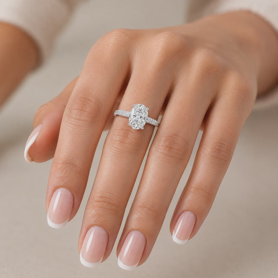 Daria 4.75 Carat Oval Cut Pave 6 Prong Engagement Ring