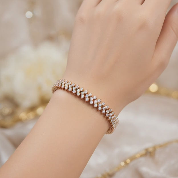 3.73 Carat Round Cut Diamond Tennis Bracelet VS1 D F White Gold 14k