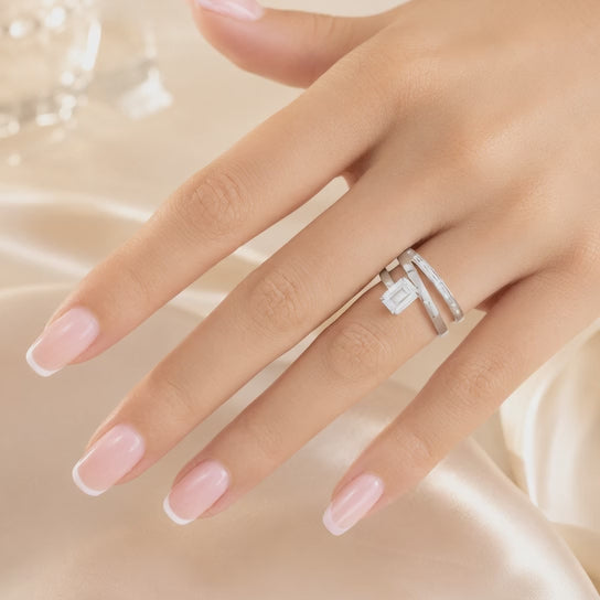 1.90 CT Lab-Grown Diamond Monél Ring in 14K White Gold (D–F / VS1–VS2)