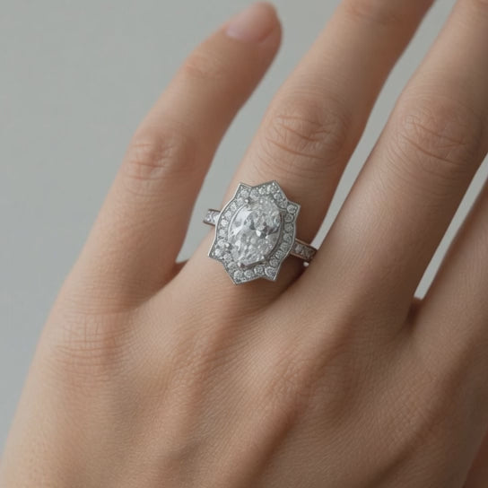 Amalia 3.5 Carat Marquise Cut Halo Pave Engagement Ring
