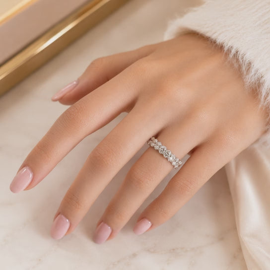 8.58 CT Lab-Grown Diamond Eternity Ring in 14K White Gold (D–F / VS1–VS2)