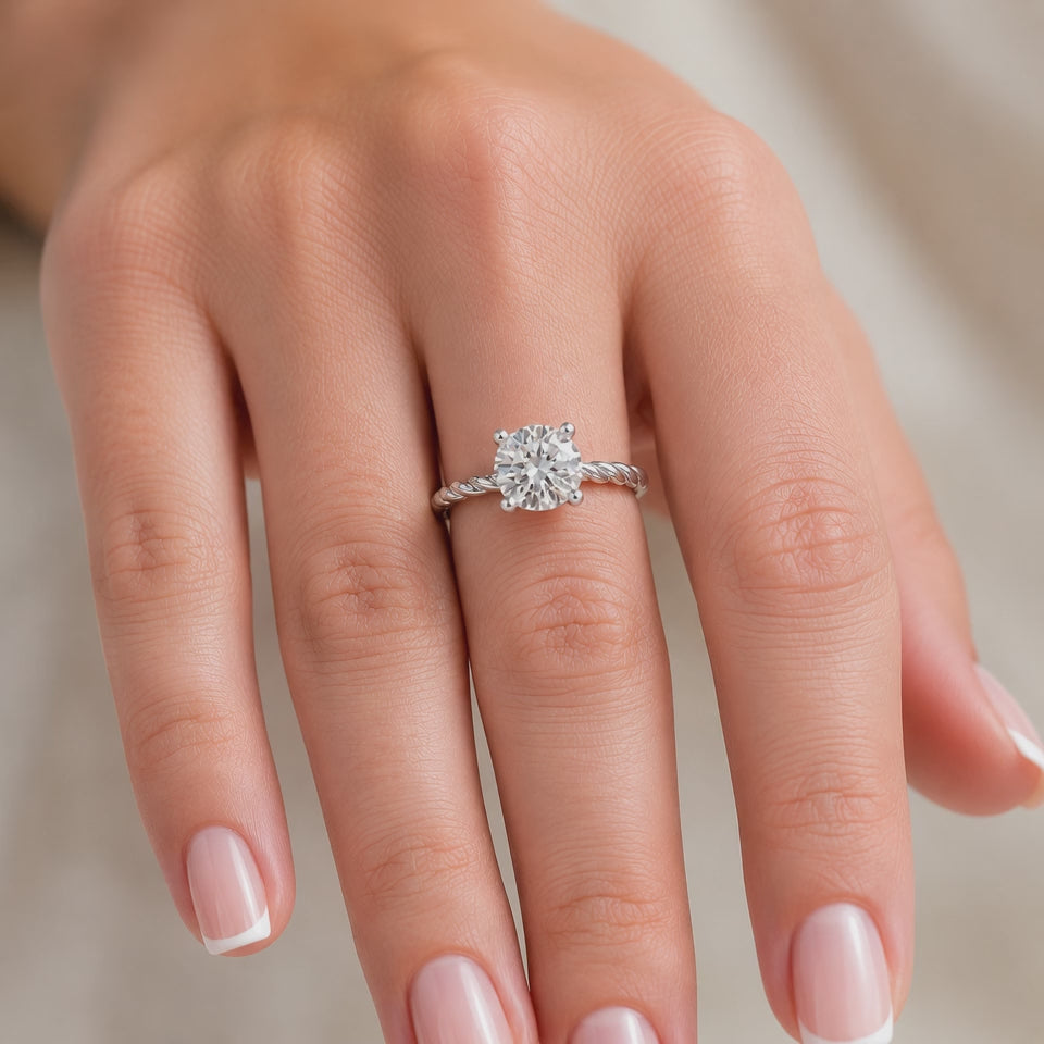 Aurora 2.5 ct Lab Grown Round Cut Twist Rope Diamond Engagement Ring