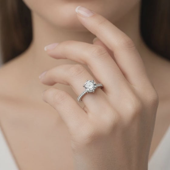 Nora 2.2 ct Lab Grown Round Cut Classic 6 Prong Diamond Engagement Ring