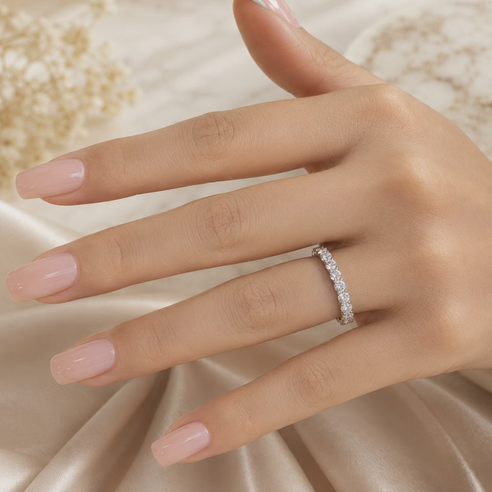 3.20 CT Lab-Grown Diamond Eternity Ring in 14K White Gold (D–F / VS1–VS2)