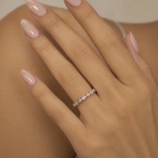 1.00 CT Lab-Grown Diamond Half Eternity Band in 14K White Gold (D–F / VS1–VS2)
