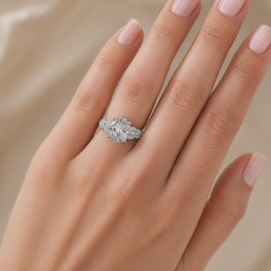 Nadia 1.15 Carat Oval Cut Pave Milgrain Engagement Ring
