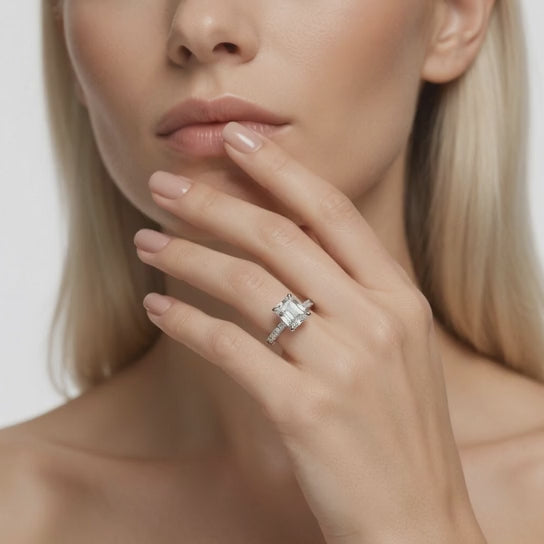 Federica 3.4 Carat Emerald Cut 4 Prong Engagement Ring