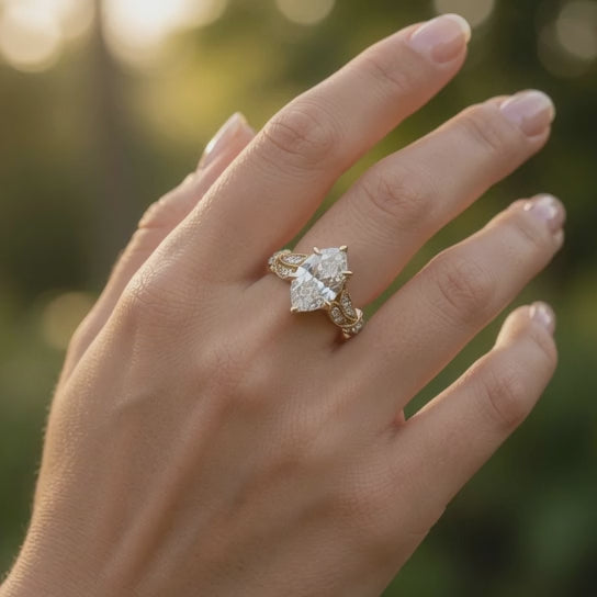Nadia 2.15 Carat Marquise Cut Pave Milgrain Engagement Ring