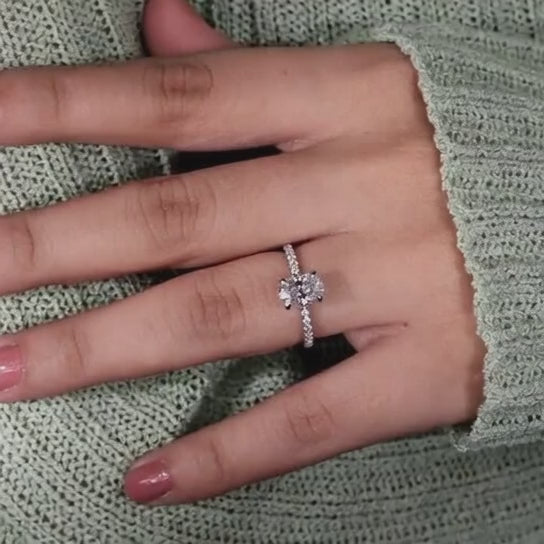 Sabrina 3 Carat Oval Cut Solitaire Hand Engraved Milgrain Engagement Ring