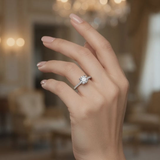 Sophia 2.2 ct Lab Grown Round Cut Classic Pave Diamond Engagement Ring