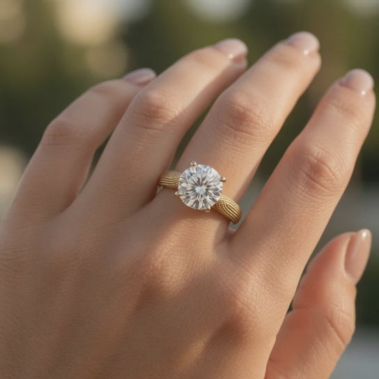 Valentina 1 Carat Round Cut Solitaire Tapered Milgrain Engagement Ring