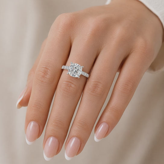 Federica 2.4 Carat Cushion Cut 4 Prong Engagement Ring