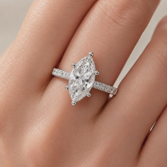VS1 D Lab Grown Diamond Side Stone Marquise Ring
