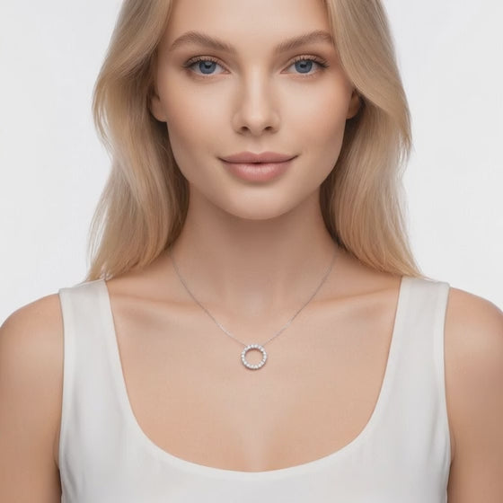1.3 Ct Round Cut Diamond Pendant Necklace VS1 D-F White Gold 14k