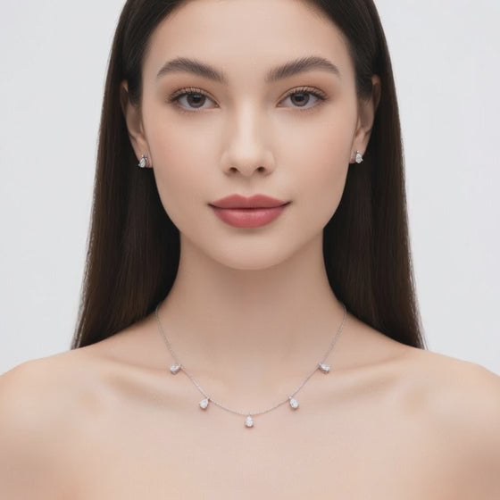 1.6 Ct Pear Cut Diamond Chain Necklace VS1 D-F White Gold 14k