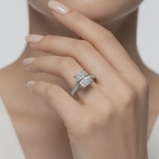Martina 3.75 Carat Radiant Cut Pave Engagement Ring