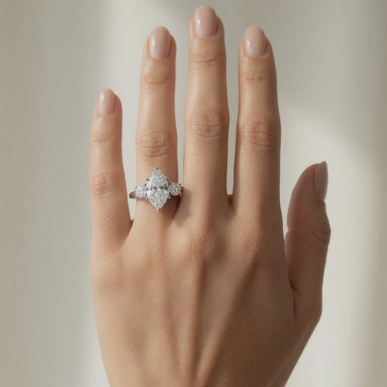 Hana 3.2 Carat Marquise Cut 3 Stone Engagement Ring
