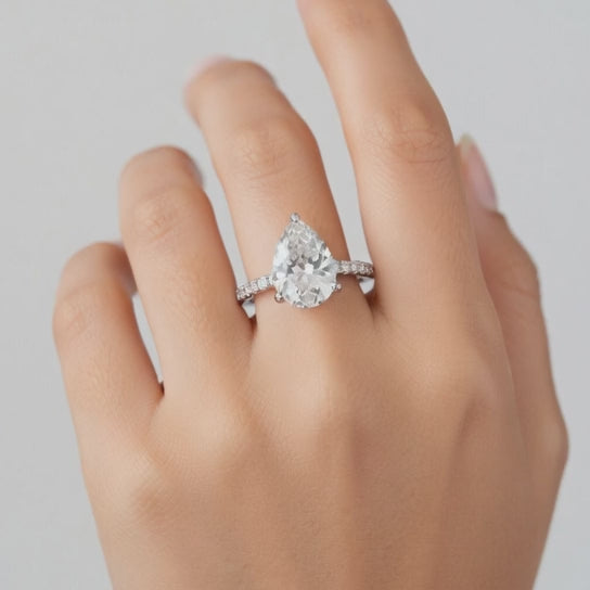 Lavinia 1.35 Carat Pear Cut Side Stone 4 Prong Engagement Ring