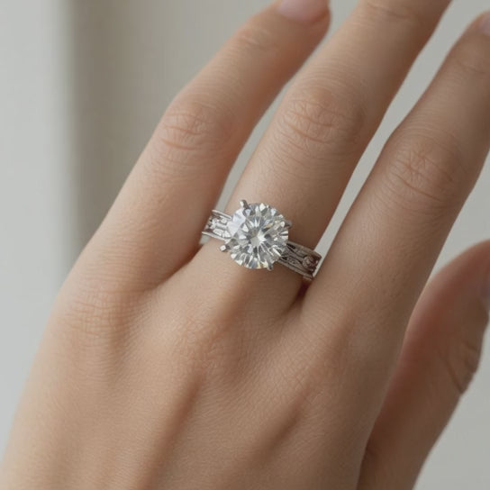 Sabrina 1 Carat Oval Cut Solitaire Hand Engraved Milgrain Engagement Ring