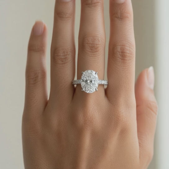 Karina 3.3 Carat Oval Cut Pave 6 Prong Engagement Ring