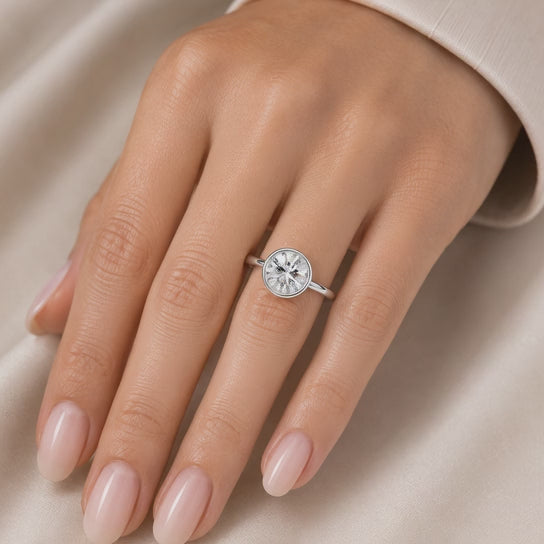 Xenia 1.15 Carat Round Cut Halo Pave Solitaire Engagement Ring