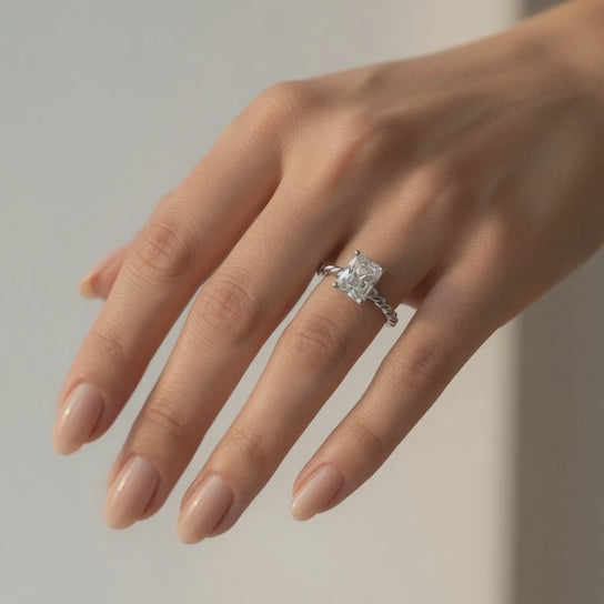 Renata 1 Carat Radiant Cut Solitaire Rope Engagement Ring
