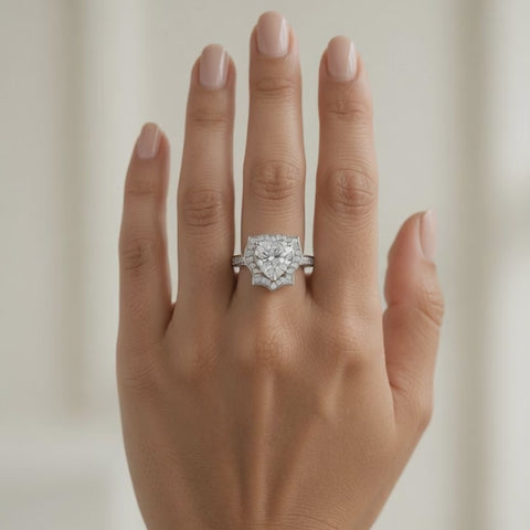 Amalia 1.5 Carat Heart Cut Halo Pave Engagement Ring